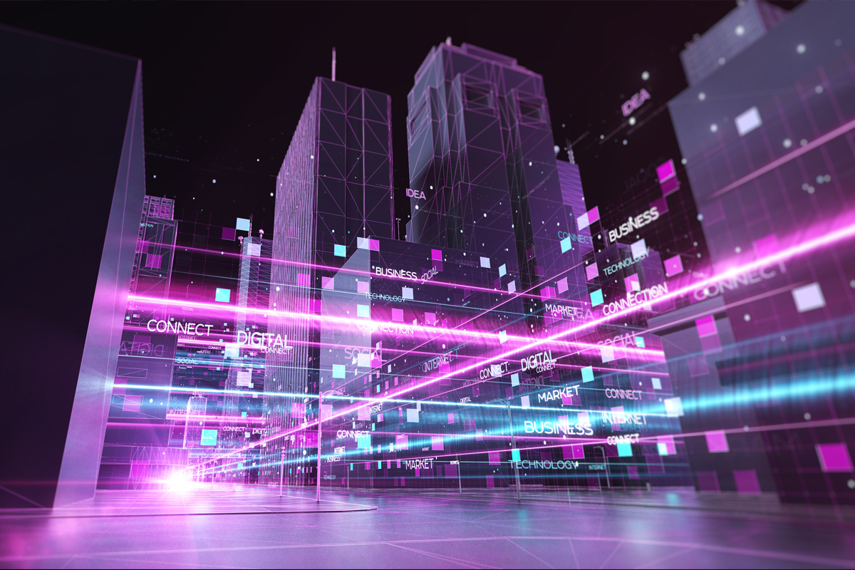 仮想データを仮想空間内で反映させて都市構造を考えるデジタルツインの世界観